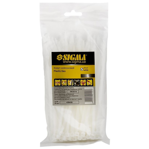 Хомут пластиковий білий 3,6*250 100шт Арт.2501141