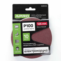 Круг шліфувальний P100 на липучці Ø125мм 10шт APRO Арт.828005