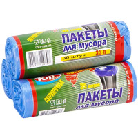 Пакет для мусора 50х60 35л 30 штук Top Pack синий Арт.83039