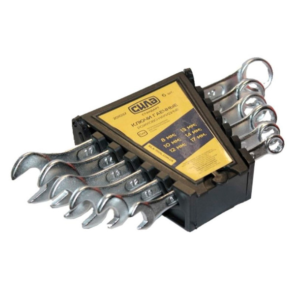 Набір ключів рожково-накидних стандарт 8-17мм (6шт) СИЛА Арт.201037