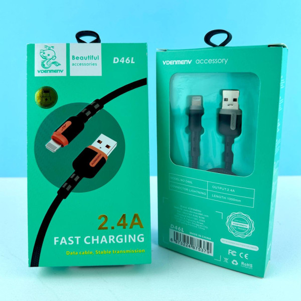 Кабель Data Cable Denmen Lightning D46L 2.4A Ст.37707