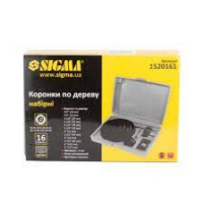 Коронки по дереву в наборі 16 шт (19,22,29,32,38,44,51,64,76,89,102,127 ) Sigma Арт.1520161