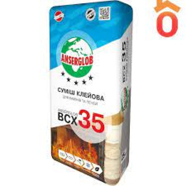 Ансерглоб ВСХ-35 Клей для камінів та печей 25кг 1/48 Арт.278474