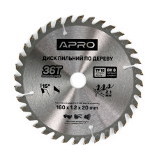Диск пильний по дереву 160х20х36Т APRO Арт.830112