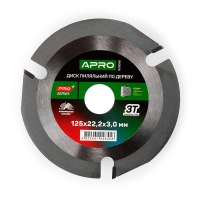 Диск пильний по дереву з твердосплавними напайками 125х22.2мм 3Т APRO Арт.830098
