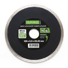 Диск до бетону 125х2,0мм (22-24%) суцільний APRO Арт.830019