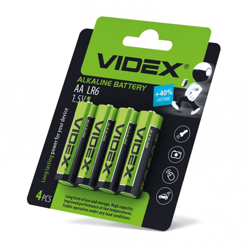 Батарейка лужна Videx LR6/AA 4шт Арт.21163