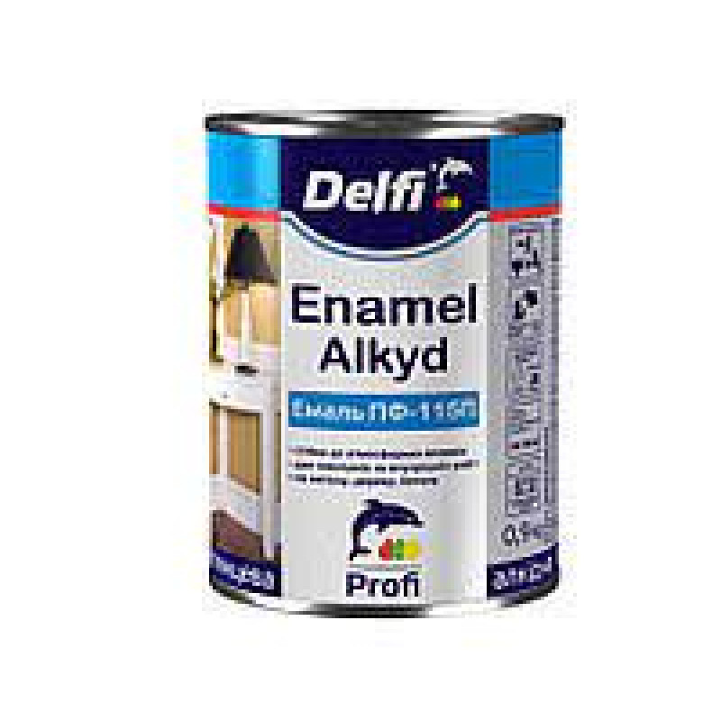 Фарба алкідна ПФ-115 0.9кг біла глянсова Delfi Арт.002851