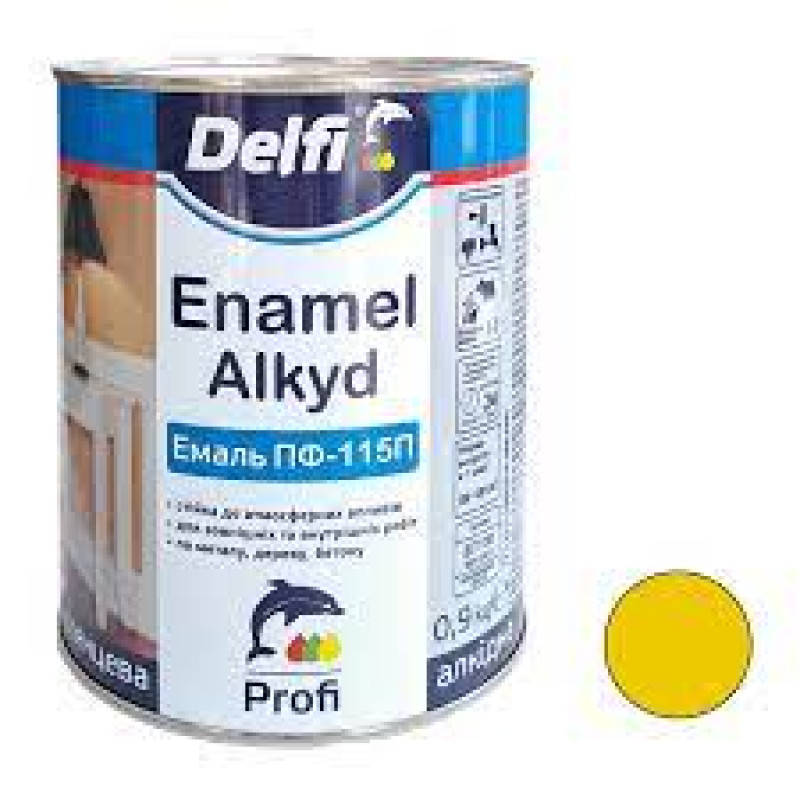 Фарба алкідна ПФ-115 0,9кг жовта Delfi Арт.003554