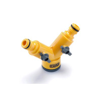 Розподільник 2-х канальний з адаптерами 1/2, вхід 1/2+3/4 СИЛА Арт.55125