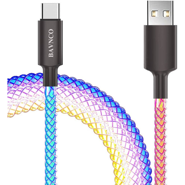 Кабель Быстрой Зарядки Type-C К Type-C С RGB-подсветкой 66 Вт Арт.01168
