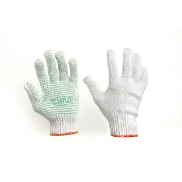 Рукавички ХБ з ПВХ точкою р 10 (білий+синій) СИЛА Арт.480106