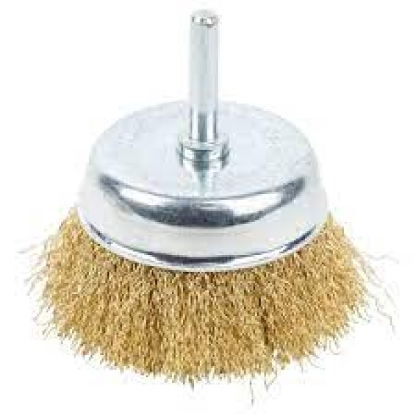 Щітка дротяна чашоподібна хвостовик Ø75мм Ø6мм (латуньована) GRAD Арт.9034075