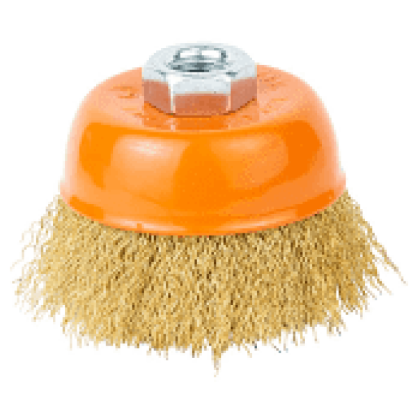 Щітка дротяна чашоподібна Ø85мм М14×2 мм (латуньована) GRAD Арт.9033085