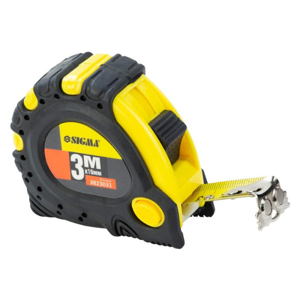 Рулетка 3х19мм магнитная фиксатор+тормоз Sigma Арт.3823031