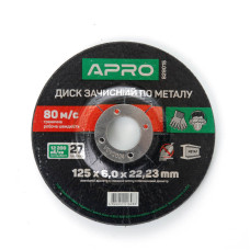 Диск зачисний до металу 125х6х22,22мм 5шт в пач APRO Арт.829015