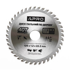 Диск пиловий до дерева 125х22,2х40Т APRO Арт.830105