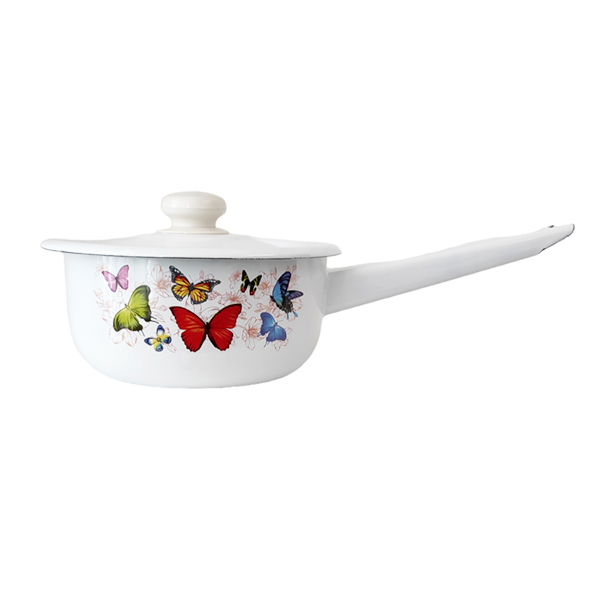 Ківш емальований 1.5л 2108/2 з кришкою Метелик Арт.48012