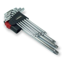 Набір Г-подібних ключів TORX подовжені з отвором 9од.HAISSER Арт.48115