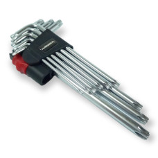 Набір Г-подібних ключів TORX подовжені з отвором 9од.HAISSER Арт.48115