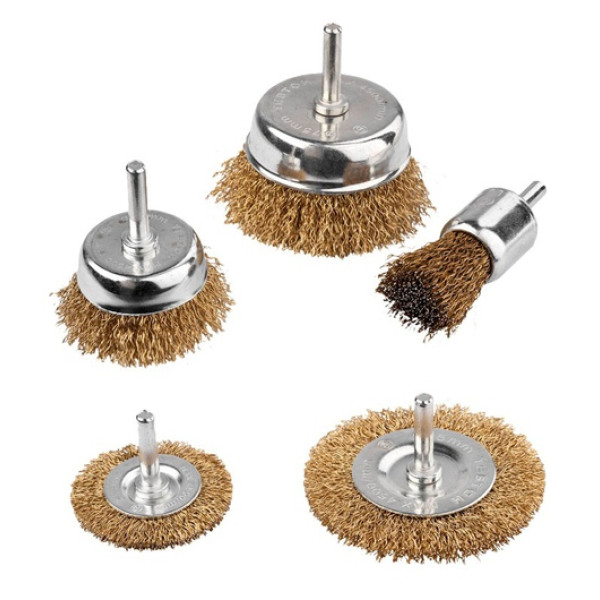 Набор щеток торцевая/дисковая со стержнем 1/4 5шт MASTERTOOL Арт.19-9501