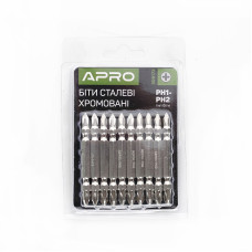 Біта 2-стороння РН1-РН2*65мм хром, 10шт/уп APRO Арт.309173