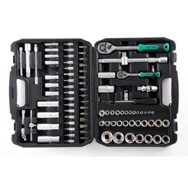 Набор насадок торцевых инструментов с трещоткой CrV 1/4, 1/2 (72Т) (94шт) Арт.252094