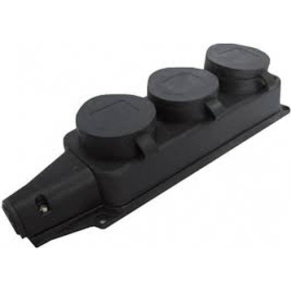 Колодка 3-на каучукова із заземленням Арт.005377