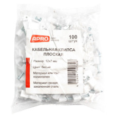 Кабельна кліпса біла плоска з цвяхом 12х7мм (100шт) Арт.004721