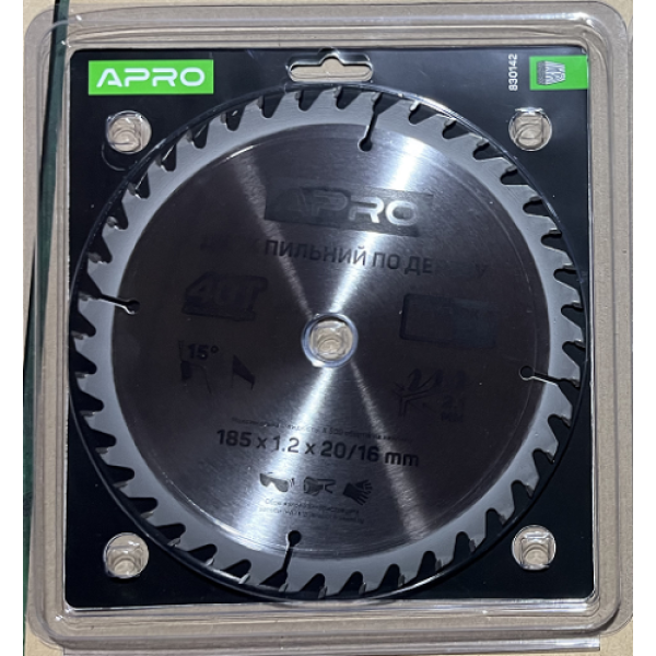 Диск пильний по дереву 185*20(16)*60T АПРО Арт.830143