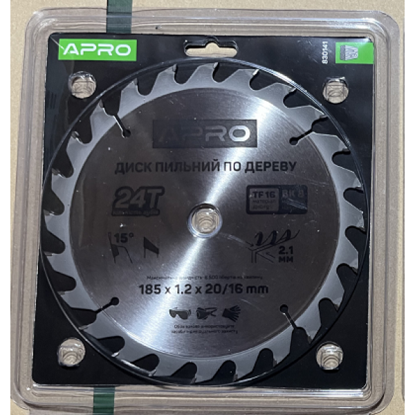 Диск пильний по дереву 185*х20(16)40Т АПРО Арт.830142