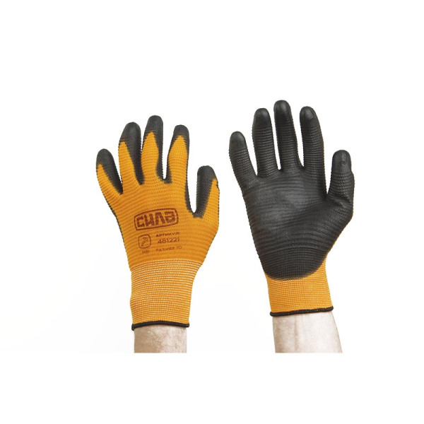 Рукавички з ПУ покрит. р10 оранж+чорний  (СИЛА) Арт.481222