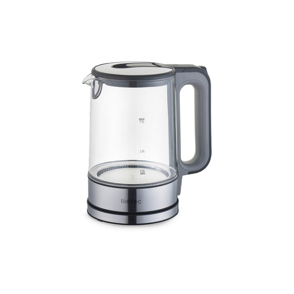Электрочайник EK-02GG 1.7л, 1850-2200Вт, корпус стекло, серый Metec Арт.700013