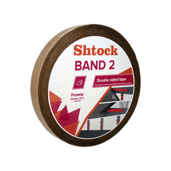 Двостороння стрічка для покрівельних мембран армована Shtock Band 2 20мм*25м Арт.893587