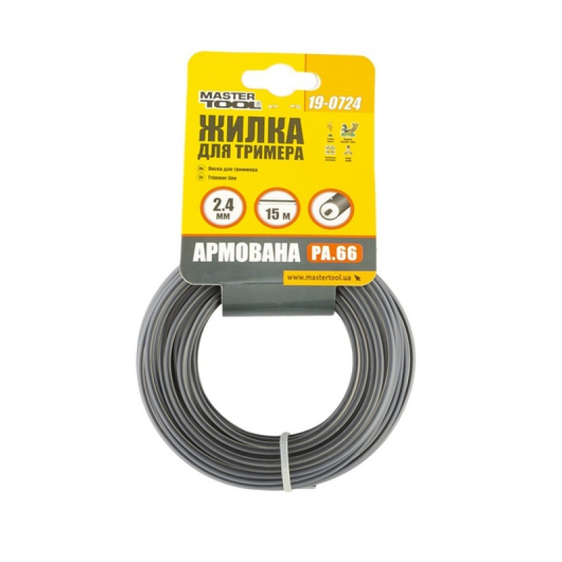 Ліска для тримера армована (квадрат) 4мм*15м MASTER TOOL Арт. 19-1340