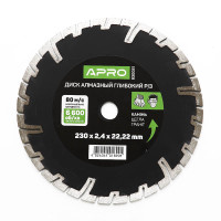 Диск до бетону 230х2,4мм (22-24%) глибокий різ APRO Арт.830051