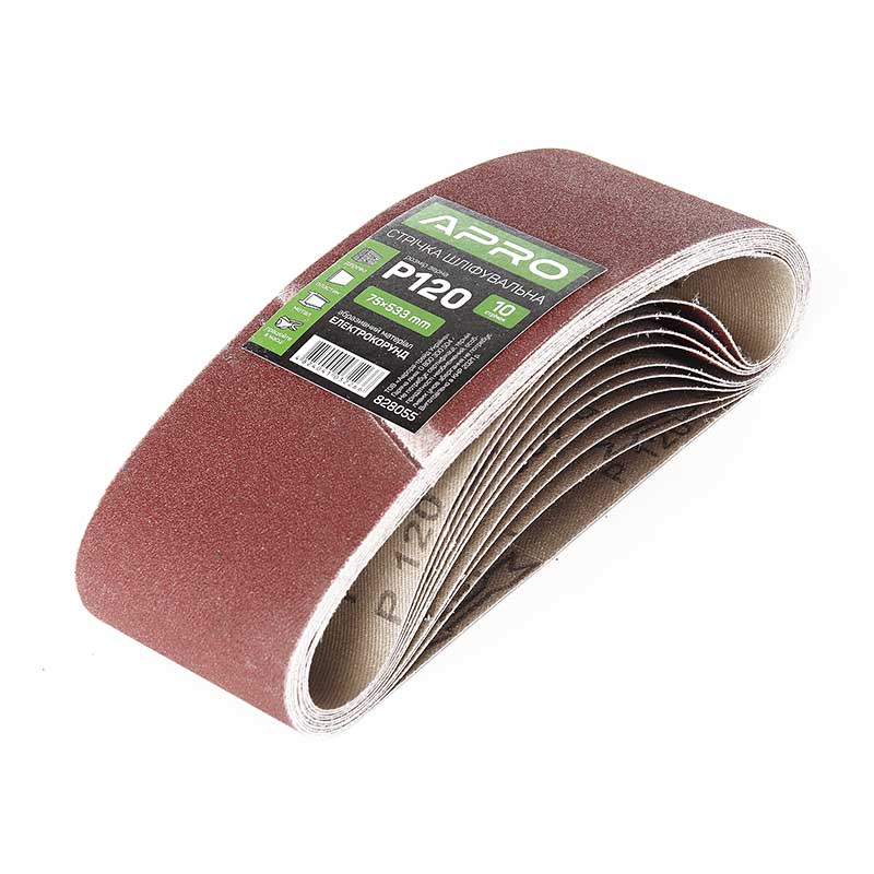 Стрічка шліфувальна нескінченна APRO P120 75×533мм 10шт Арт.828055