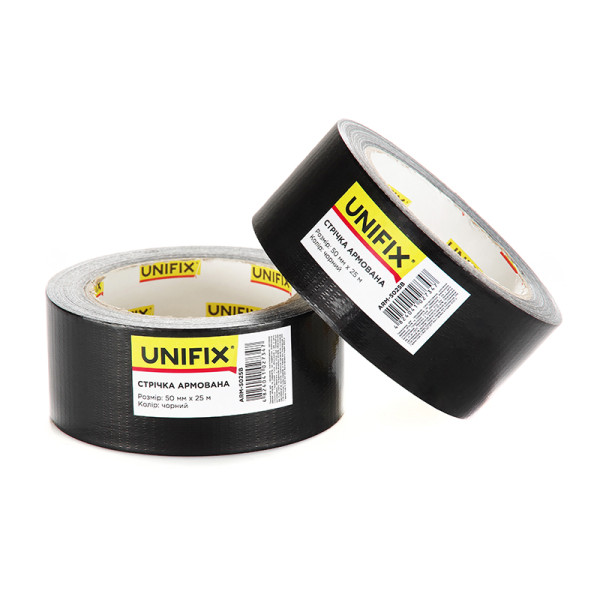 Стрічка клейка армована чорна 50мм 5м UNIFIX Арт.ARM-5005B