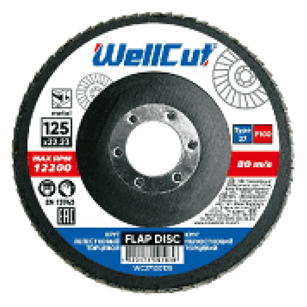 Круг лепестковый торцевой 125*22,2 т27 WellCut №80

