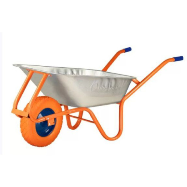 Тачка F1 90л оцинков корито 0,6мм, рама оранж., поліурет. колесо КВІТКА PRO Арт.550423