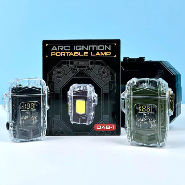 Фонарь-зажигалка D48-1 Red light с кейсом COB, Li-Ion аккумулятор Type-C Арт.50005