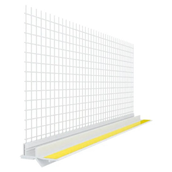 Профиль ПВХ для примыкания оконных откосов с сеткой 2,5м белый Арт.4892