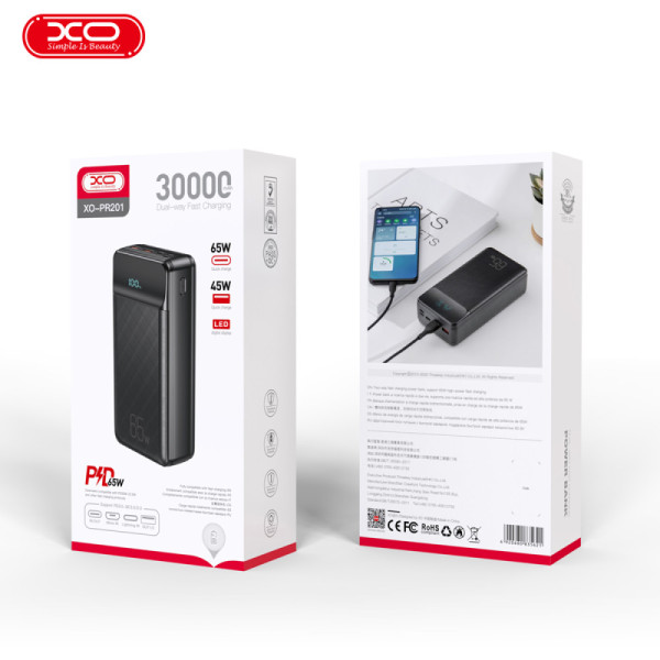 Повербанк XO PR201 30000mAh PD65W+QC22.5W Арт.43100