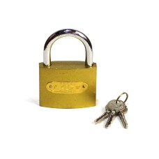 Замок навесной желтый латунь-70х54х20мм лазерный ключ Арт.840019
