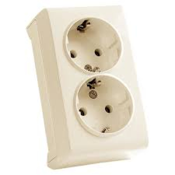 Розетка 2-на із з/з накладна Viko біла Арт.005051