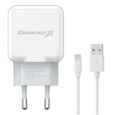 Зарядний пристрій Grand-X USB 5V 2,1A White + cable USB -> Lightning, Cu Арт.CH03LTW