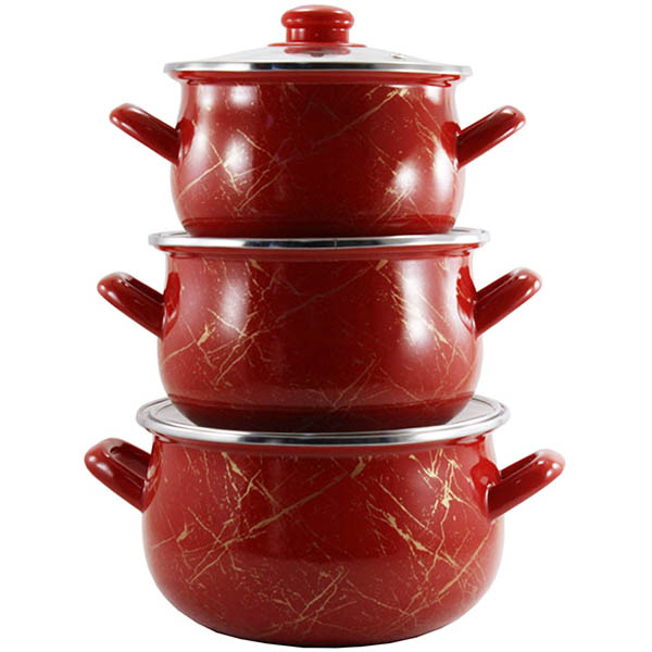 Набор эмалирований 3 предмета 702 Красный мрамор Арт.46043