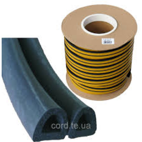 Ущільнювач самоклеючий гаражний . D 12*10 мм  (50м.) Сірий  арт.702570