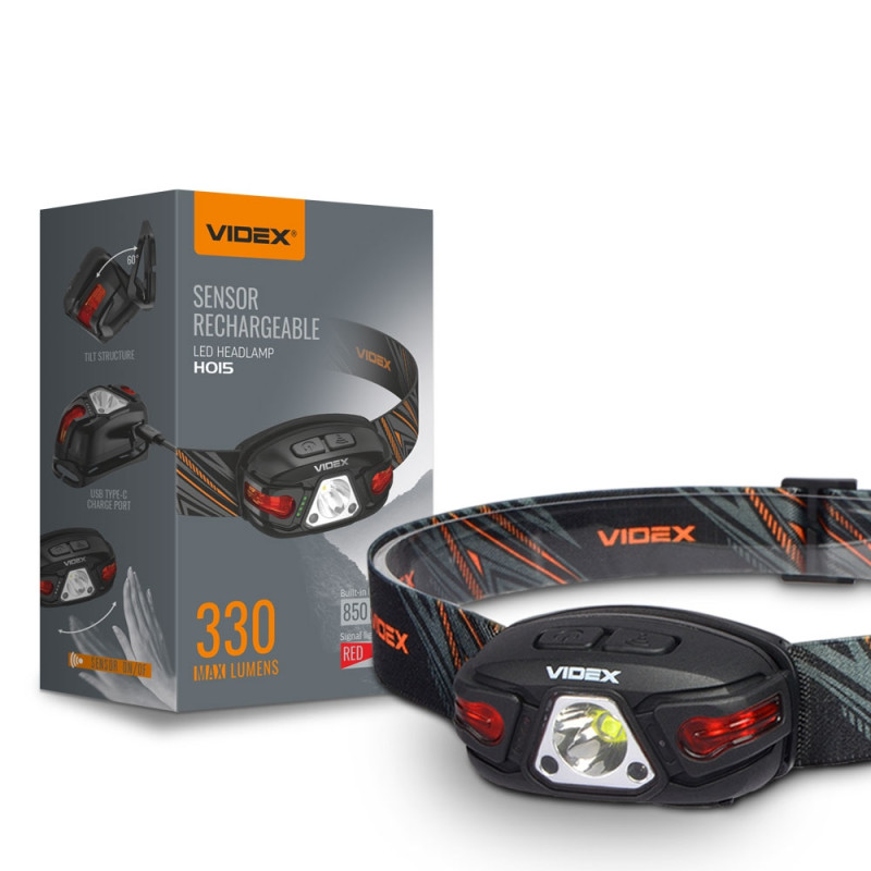 Ліхтар LED Налобний 330L Li-ion 850mAh VIDEX Арт.0791